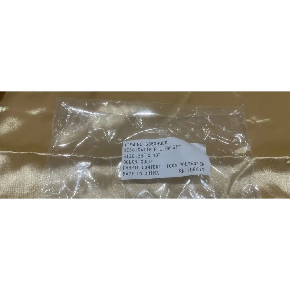 Satin Pillowcase Set, Gold, 20x30 New